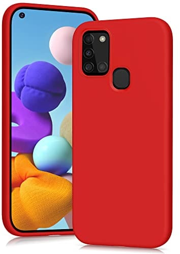 YATWIN Cover per Samsung Galaxy A21S, Custodia in Silicone Morbido con Tagli di Precisione per Fotocamera, Protezione 360° con Bordi Rialzati, Rosso