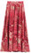 Jupe Longue en Coton et Lin pour Femme avec Poches Latérales Ceinture élastique Style Rétro Vintage Bohème Maxi Jupes Longueur 90 cm - Jupe Rouge Carmin Style Ethnique C206