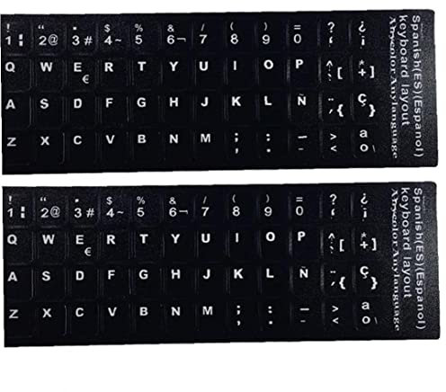 Casiler Pegatinas De Teclado Español 2pcs Pegatinas De Teclado De Computadora Universal con Fondo para Portátil Portátil 10 a 17 Pulgadas