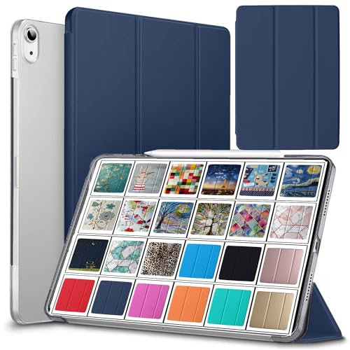 DuraSafe Cases iPad 10 Gen 2022 10.9 Inch [ iPad 10th ] A2696 A2757 A2777 TriFold Hard Smart PC Translucent Back Cover - Navy Blue