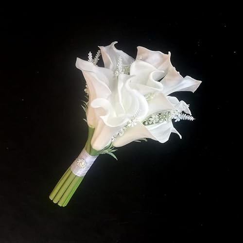HXSCOO Brautstrauß Natur Classic Big Size Calla-Lilien-Blumenstrauß Weiße Hochzeitsdekoration Blumenstrauß
