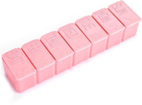 WLLHYF Wöchentlicher Pillen-Organizer Tägliche Pillenbox 7 Tage Medizinplaner Vitaminhalter Boxen Tragbarer Reise-Pillenhalter Pillenbehälter-Spender für Medizin Fischöl-Ergänzungen Vitamin (Rosa)