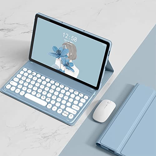 GUPENAA Tastaturhülle für Lenovo Tab P11 5G / P11 Plus 27,9 cm (11 Zoll) 2021 TB-J606F/J607/J606L/J616F, magnetisch abnehmbare, niedliche runde Kappen-Tastatur mit Bluetooth-Maus, Blau
