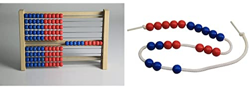 WISSNER® aktiv Lernen - 100 er Rechenrahmen rot/blau - RE-Wood® & ® aktiv Lernen - 20er Rechenkette rot/blau - RE-Plastic®