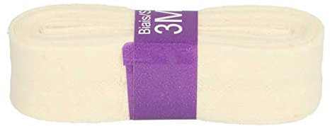 Schrägband 3m x 20mm Baumwolle gefalzt 60 Farben Einfassband Saumband, Farbe:088 naturweiß