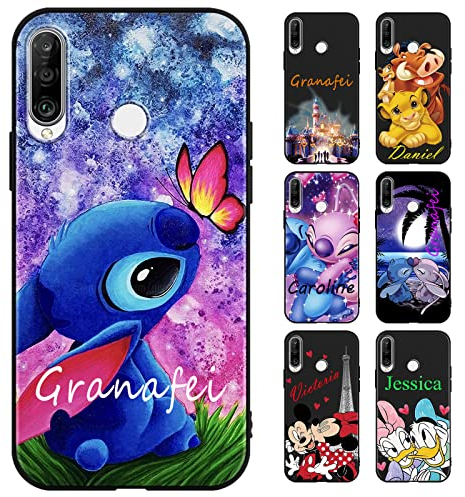 Personalisierte Handyhülle für Huawei P30 Lite Hülle 6,15,Anime Stitch Motiv Personalisiert Benutzerdefinierte Name Text Individuelle Case Weiche TPU Kratzfest Stoßfest Silikon Custom Schutzhülle