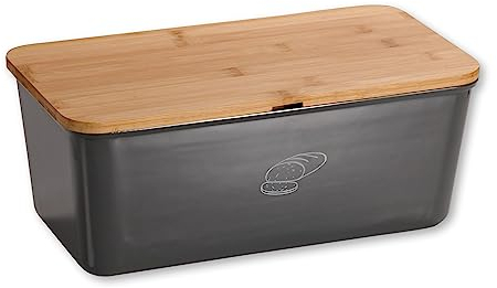 Kesper Brotbox 58089 in grau mit Deckel aus Bambus B 34 x T 17 x H 14