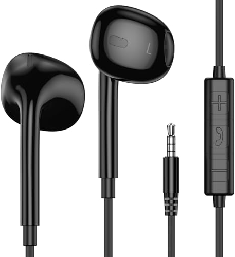 MOSWAG Cuffie In Ear con Microfono, Cuffie Cablate da 3,5 mm con Riduzione Del Rumore Compatibili con Sony Xperia, Samsung S23 S21 Android MP3 MP4 IPad e prodotti intelligenti con 3,5 mm