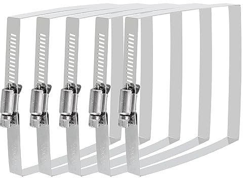uxcell Rectangular Hose Clamps, 4 x 4 304 Stainless Steel Square Duct Pipe Clamp for Ducting, Securing Hose, Cable and Bridge Project Application, Pack of 5
