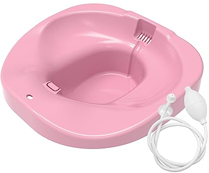 Samnuerly Sitzbad für Hämorrhoiden, Toilettensitz, Faltbare Sitzbadewanne für Badewanne, Postpartum-Pflege, Postpartale Pflege, Behandlung, Sitzbad-Set für Frauen, Perineum-Entlastung, Pink (Pink)