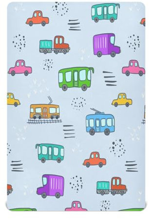 Kcldeci Baby Krippe Laken für Jungen Mädchen Bus Auto Straßenbahn Trolley Kleinkind Bettlaken Playard Matratze N Play Sheets M