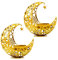 HIULLEN 2 Stück Teelichthalter Mondform Gold, Moon Kerzenständer Metall, Orientalische Ramadan Dekoration Set, Vintage Deko Kerzenhalter Kerzengläser Tischdeko für Ramadan Wohnzimmer Schlafzimme