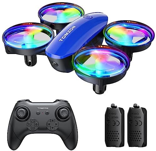 Tomzon A23 Mini Dron para Niños con luz LED, Vuelo en Círcilo, Rotación, 3D Flip, Modo sin Cabeza y 3 Velocidades, Drone para Niños con 5 Modos de Luz, 2 Baterías, Juguete Regalo para Niños Azul