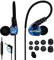 MOXKING Sport In-Ear-Kopfhörer Kabelgebundene In-Ear-Kopfhörer Geräuschisolierende wasserdichte Ohrstöpsel Verstärkter Bass Stereo-Kopfhörer für Laufen und Fitness mit Mikrofon und Fernbedienung(Blau)