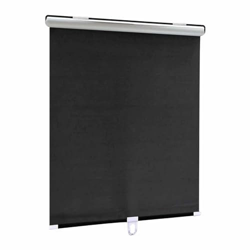Schwarze Multifunktionale Verdunkelungsrollos, Tragbare Isolierte Rollos, 40-80cm Breit, Selbsteinziehend, Uv-Beständiges, Saugnapfmontage,Black-45x180cm/18x71in