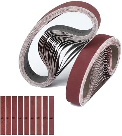10 Pack Sanding Belts 1.2 x 15 Inch, Belt Sander Belts 60 80 120 240 320 400 600 800 1000 Assorted Grits, Best for Sanding Wood,Metal and Paint