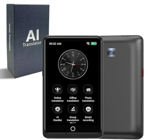 Traducteur Vocal Instantané, Traducteur de Langue Appareil de Traduction avec Sortie Vocale, Ecran Tactile de 4,0 Pouces 139 Langues, Traduction Bidirectionnelle Instantanée pour Voyage/apprentissage