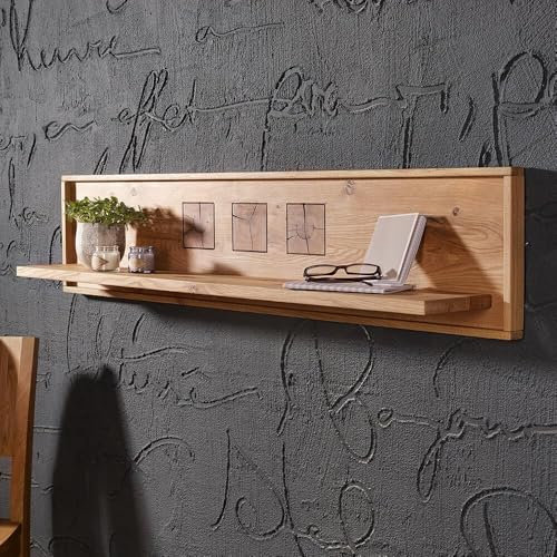 Lomadox Wohnzimmer Esszimmer Wandregal Wandboard 130cm, Wildeiche massiv geölt, montiert
