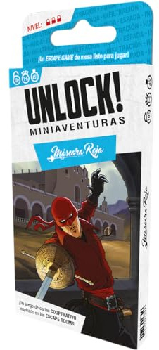Space Cowboys Unlock! Miniabenteuer, rote Maske, Fluchtkartenspiel, ab 10 Jahren, 1 bis 6 Spieler, 30-45 Minuten pro Spiel, Spanisch