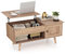 COSTWAY Couchtisch höhenverstellbar, Wohnzimmertisch mit Stauraum, Beistelltisch mit verstecktem Fach & Schrank & offenem Regal & Hebeplatte, Kaffeetisch für Büro Wohnzimmer, 100x50x46/60 cm (Natur)