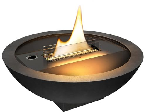 Tenderflame Iris Kamin aus schwarzer MgO-Keramik, ungiftig, Nicht brennbar, umweltfreundlich, ohne Gefahr für die Flamme, 50 x 24 cm