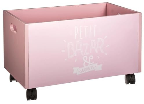 Well Home Coffre à jouets rose avec roulettes MDF 48 x 28 x 28,5 cm