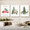 champracer 3er Weihnachts-Poster Set, Winter Bilder, Elch, Holzhaus, Rote Weihnachten Boho Bilder Set, Ohne Rahmen Print Kunstposter, Ohne Rahmen Print Kunstposter (30 x 40 cm,Elch)