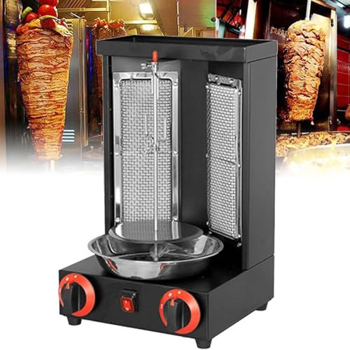 MIDUOLAI Gas-DöNer-Kebab-Maschine, BBQ-DöNer-Edelstahlgrill, Grill-Drehspieß, Gyros-Grill, Tischgrill-DöNer, Vertikaler Grill, FüR Gegrilltes HäHnchen, Lamm, Rind, Schwein,Schwarz