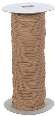 PATIKIL Cordón Elástico 3mm x 45 Metros, Cuerda Elástica Plana de Poliéster para Costura, Manualidades DIY, Marrón