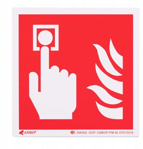 PRINTIMA F005 Brandmelder Nachleuchtendes PVC-Feueralarm-Schild – 15x15cm, Leuchtendes Sicherheitszeichen für Brandmeldestellen & Notfälle