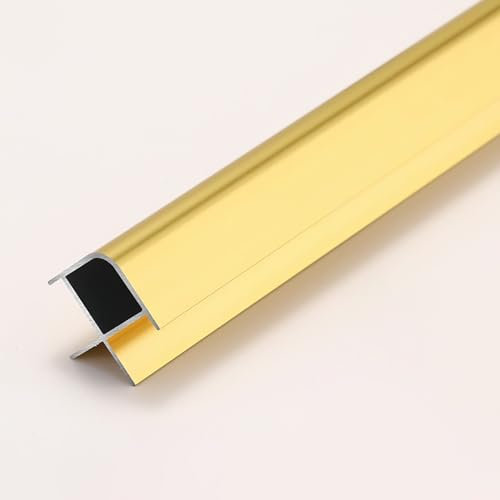 Raouoae Premium Aluminium Fliesen Abschlussleiste Eckprofil Deko Winkelprofil 125 cm* 2 Stück Kantenschutz Für Boden & Wand Hochwertiges Profil Für Fliesen Und Verkleidung(Gold)