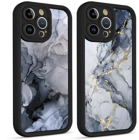 Phoona 2 packs Marble Print Phone Case for iPhone 12 Pro Max 6,7'', Cute Pattern Aesthetics Design with Full Camera Lens Cover, Soft Shockproof Protective Bumper Funda for Women Girls, 03