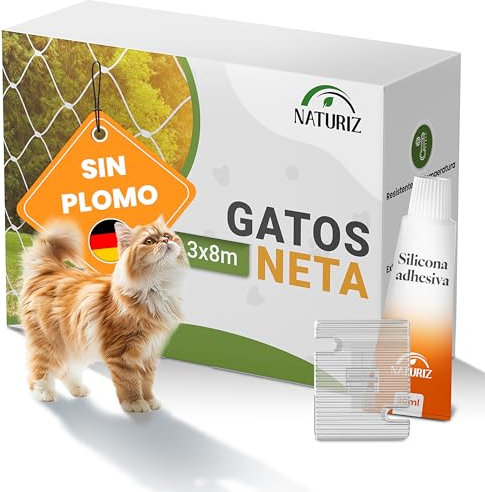 Naturiz® Katzennetz für Balkon ohne Bohren inkl. Haken & Silikonkleber – Katzenschutznetz für Balkon & Fenster, transparent - Taubennetz als Abwehr (3x8m)