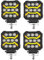 Générique 4 Phares de Travail Auxiliare Carré LED 12V 24V 17W 1700Lm Projecteur Longue Portée Feu Spot + Feu de Position Orange DRL pour Voiture Camion Poids Lourds VTT 4x4