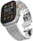MODBAND Correa de acero inoxidable para Apple Watch Ultra 2 Band 49 mm 45 mm 44 mm 42 mm, correa de metal con cierre plegable para Apple Watch Series 9 8 7 6 5 4 3 2 1 Ultra/Ultra 2 Men(Frosted Silver