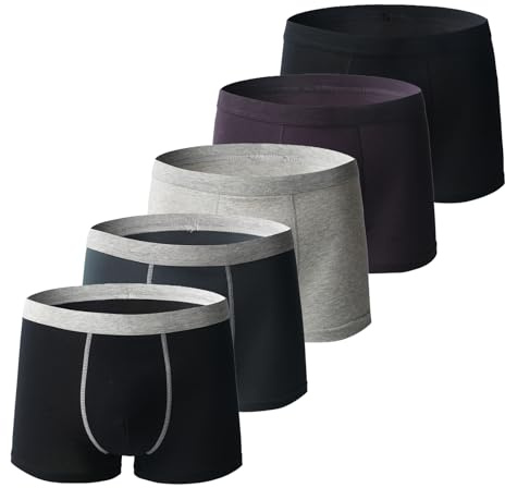Lot de 5 caleçons boxeurs ultra absorbants pour incontinence pour homme - Lavables, confortables, étanches et réutilisables (S-D, L)
