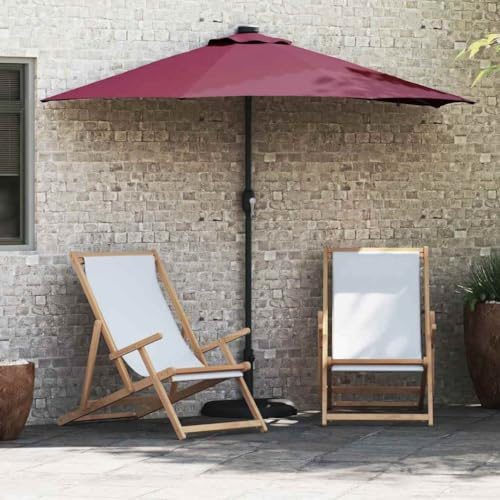 Holamys Garten-Sonnenschirm Bordeauxrot 294x150x223 cm, UV-beständiger Polyester Schirm mit Handkurbel, Solar-LED-Beleuchtung für Terrasse & Garten