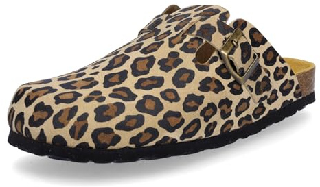 Mids MONTY Damen Clog aus Velourleder – Weichfußbett aus Rauleder, Korkrahmen, verstellbare Schnalle, leichte EVA-Sohle – Made in Spain