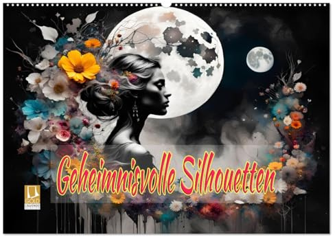 Geheimnisvolle Silhouetten (Wandkalender 2026 DIN A2 quer), CALVENDO Monatskalender: Geheimnisvolle Frauen Silhouetten im Mondlicht. (CALVENDO Kunst)