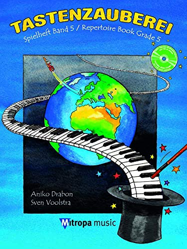 Aniko Drabon: Tastenzauberei Spielheft Band 5 mit Audio-CD für Klavier | Klavierschule Fortgeschrittene Kinder und Erwachsene | Moderne klassische ... Mit bunter herzförmiger Notenklammer