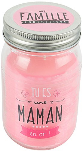 HOME DECO FACTORY Dites Le avec des Mots MO0156 Bougie Mason Jar Cire/Verre Rose 7,80 x 7,80 x 13,20 cm