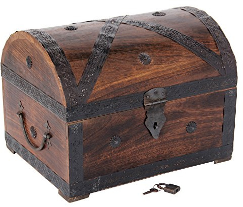 Bartl Holztruhe Schatztruhe Piratenkiste aus Massivholz Inclusive Truhenschloss, 32 cm breit, Art.-Nr. 111478