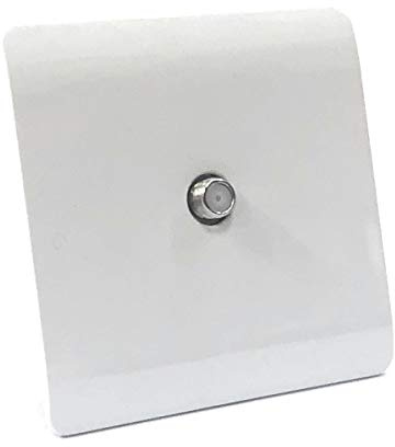 Trendi 1 Gang Artistic Modern Glossy Screwless Television Satellite Socket in White - ART-SATWI