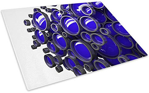 Blue Navy Glass Chopping Board Kitchen Worktop Saver Protector