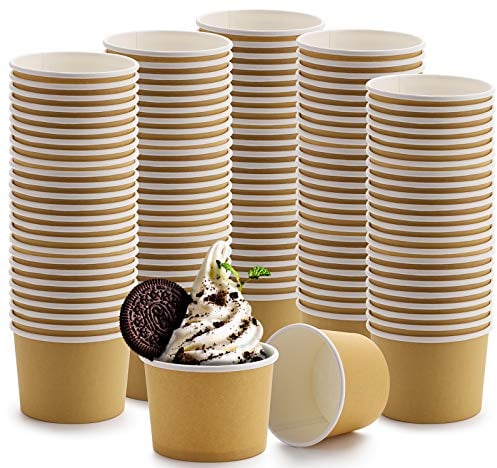 Lawei 100 Pcs Paper Ice Cream Cups 240 ml Disposable Yogurt Tubs Recyclable Paper Cups Dessert Blows for Sundae Yogurt Pudding Jelly Tiramisu