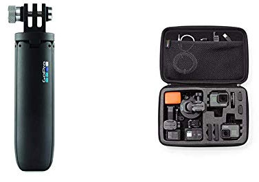 GoPro Shorty Mini Extension Pole with Tripod - Black (Official Accessory) & Amazon Basics Carrying Case - Large