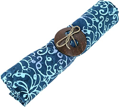 GURU SHOP Bali Batik Sarongkleid, Wickelrock, Sarong, Strand Tuch mit Sarongschnalle, Herren/Damen, Design 1/blau, Synthetisch, Size:One Size, 160x100 cm