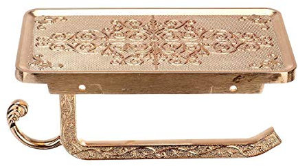 Wand befestigte Toilettenpapierhalter-Seidenpapier-Halter Toilettenpapierspender mit Telefon Regal Bad-Accessoires Rose Gold