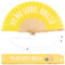 Fisura - Original handheld folding fan with the message in Spanish. Wooden fan. Original holding Hand Fans. Fan with hanger included (Brillo, yellow)