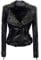 DISSA Damen Schwarz Nieten Lederjacke Kunstleder Bikerjacke mit Reißverschluss,P608,2XL